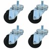 Bk Resources 3-inch Threaded Stem Casters, Hard Rubber Wheels, Brake, 300lb Cap, Grease/Water Resistant, 4PK 3SBR-4ST-HR-PS4